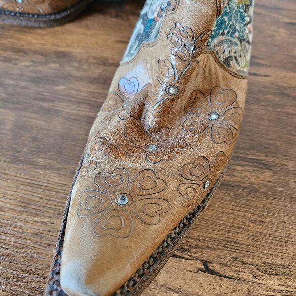 Vintage Pecos Bill Y2K Floral Tapestry Western Boots 6.5 - Picture 3 of 11